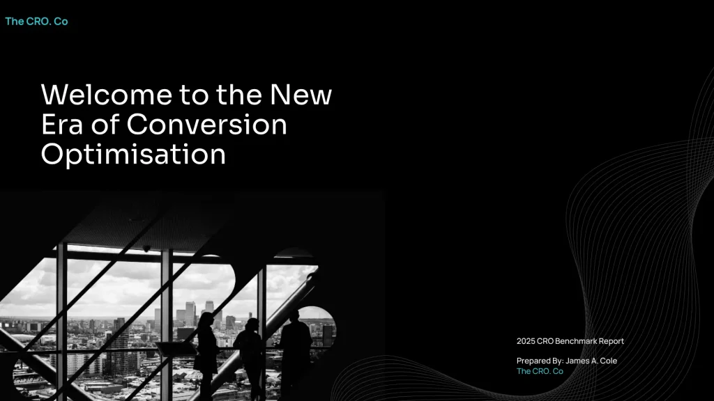2025 CRO Benchmark Report cover by The CRO Co – audit-first conversion optimisation insights across 12 industries